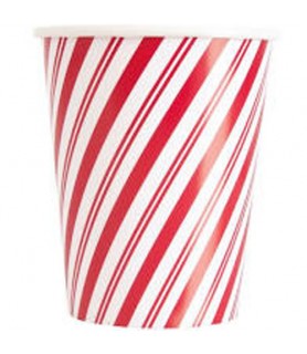 Christmas 'Red Stripes Snowman' 9oz Paper Cups (8ct)