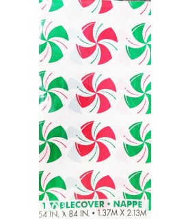Christmas 'Peppermint XMAS' Plastic Tablecover (1ct)
