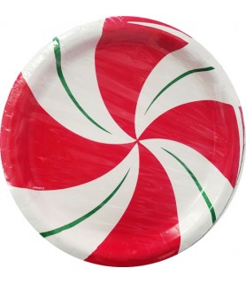 Christmas 'Peppermint XMAS' Large Paper Plates (8ct)
