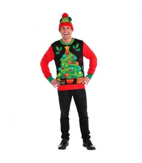 Christmas Tree Deluxe Light-Up Adult Sweater (Small/Medium)