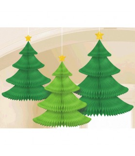 Christmas Tree Honeycomb Decorations (3pc)