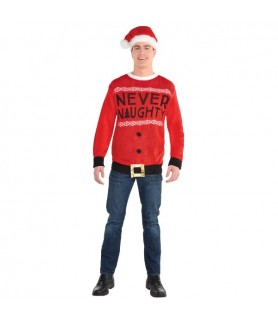 Christmas Ugly Sweater 'Never Naughty' (Large/Extra Large)
