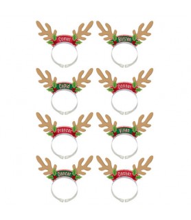 Christmas 'Santa's Reindeer' Headbands / Favors (8ct)