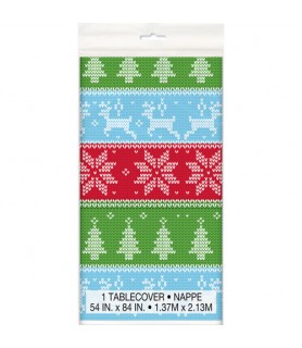 Christmas 'Ugly Sweater' Plastic Table Cover (1ct)