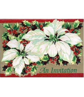 Christmas 'Poinsettia Elegance' Invitations w/ Envelopes (8ct)