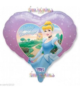 Cinderella Heart Shaped 'Happy Birthday' Supershape Foil Mylar Balloon (1ct)