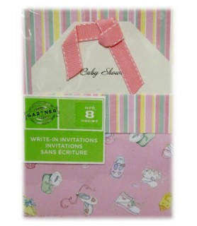 Baby Shower Pink Booties Invitations w/ Env. (8ct)