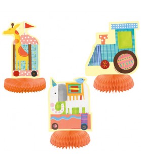 Baby Shower 'Circus Animals' Honeycomb Centerpieces (3pc)