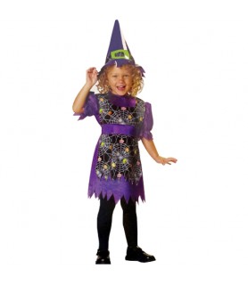 Purple Spiderweb Witch Toddler Halloween Costume Set (2pc)