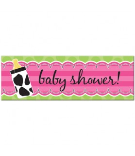 Baby Shower 'Cow Print Girl' Giant Plastic Banner (1ct)