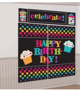 Happy Birthday 'Party On Celebration' Wall Poster Decorating Kit (5pc)
