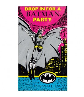 Batman Vintage 1991 Pink & Black Invitations w/ Env. (8ct)