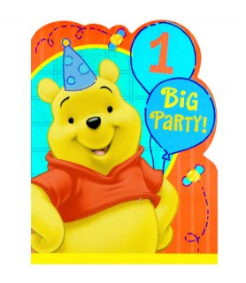 Winnie the Pooh '1 Year Happy' Invitations w/ Envelopes (8ct)
