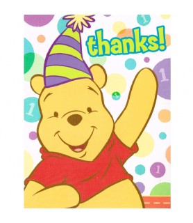 Winnie the Pooh Boy or Girl 1st Birthday Thank You Notes w/ Env. (8ct)
