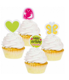 Happy Birthday 'Sweet Treats' Cupcake Toppers / Picks (12ct)