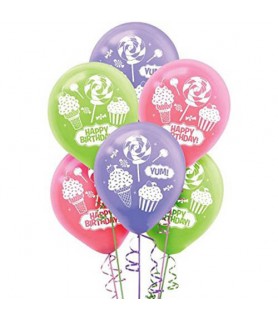 Happy Birthday 'Sweet Shop' Latex Balloons (6ct)
