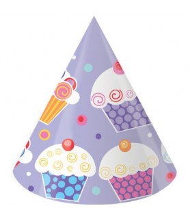Happy Birthday 'Sweet Cupcake' Cone Hats (6ct)