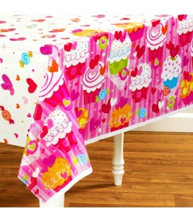 Valentine's Day 'Cupcake Hearts' Plastic Table Cover (1ct)