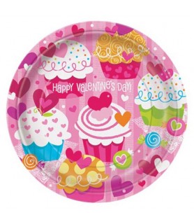 Valentine's Day 'Cupcake Hearts' Large Paper Plates (8ct)