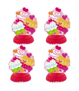 Valentine's Day 'Cupcake Hearts' Mini Honeycomb Decorations (4ct)