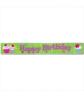 Cupcake Party Happy Birthday Banner (12ft)