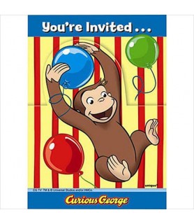 Curious George 'Balloons' Invitations w/ Env. (8ct)
