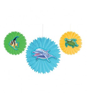 Ocean Party Paper Fan Decorations (3pc)