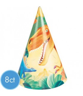 Dinosaur Prehistoric Party Cone Hats (8ct)