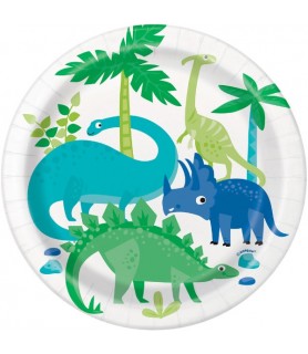 Dinosaur 'Blue and Green' Small Paper Plates (8ct)
