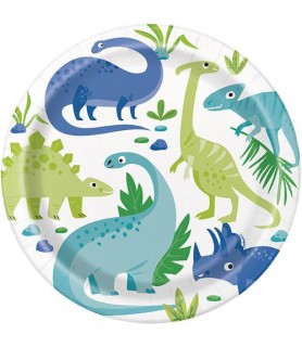 Dinosaur 'Blue and Green' Large Paper Plates (8ct)