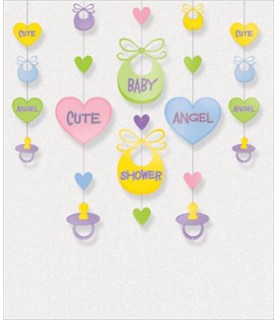 Baby Shower 'Nursery' Glitter String Decorations (5pc)