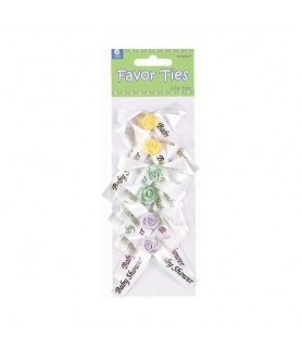 Baby Shower Pastel Flowers w/ Ribbon Favor Ties (6pc)