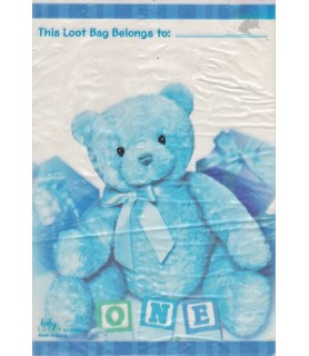 1st Birthday Blue Bear w/ Blocks Blue Favor Bags (8ct)