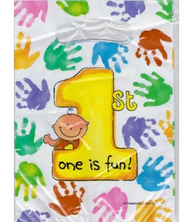 1st Birthday One is Fun w/ Handprints Favor Bags (8ct)