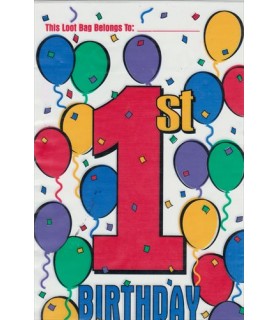 1st Birthday Rainbow Balloons Favor Bags (8ct)