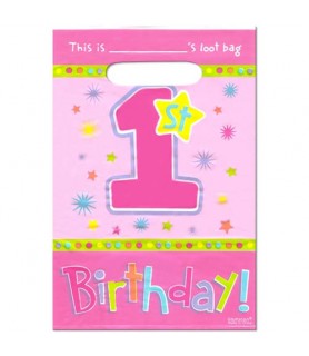 1st Birthday 'One-Derful' Girl Favor Bags (8ct)