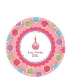 1st Birthday 'Sweet Lil' Cupcake Girl' Small Paper Plates (18ct)