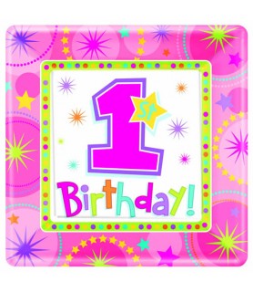 1st Birthday 'One-Derful' Girl Large Paper Plates (8ct)