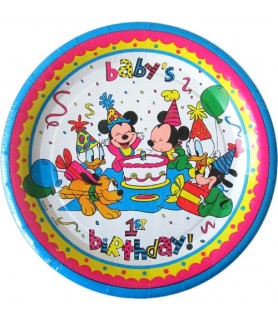 Disney Babies Vintage 'Mickey and Minnie's 1st Birthday' Large Paper Plates (8ct)