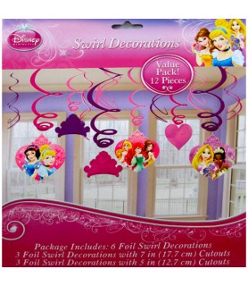 Disney Princess 'Sparkle and Shine' Foil Swirl Decorations (12pc)