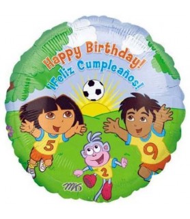 Dora the Explorer & Diego Happy Birthday Soccer Foil Mylar Balloon (1ct)