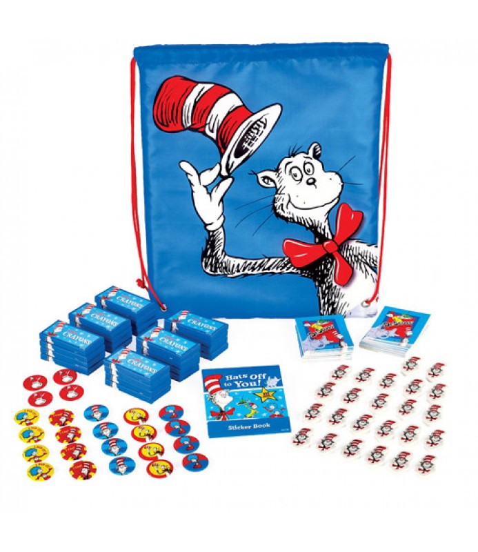 Cat in the Hat Birthday Stickers 20ct 2" Round Stickers Favor Labels PRINTED 