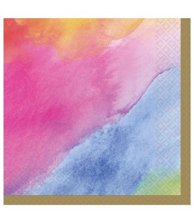 Summer 'Rainbow Watercolor' Lunch Napkins (16ct)