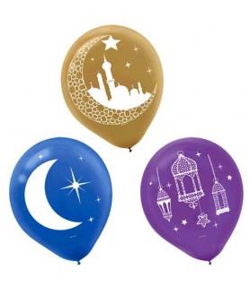 Ramadan 'Eid Mubarak' Latex Balloons (15ct)