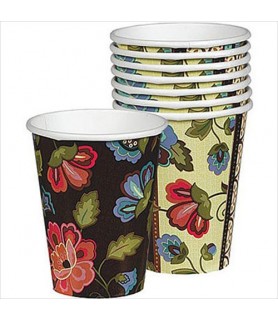 Floral Print 'Elegant Jacquard' 9oz Paper Cups (8ct)