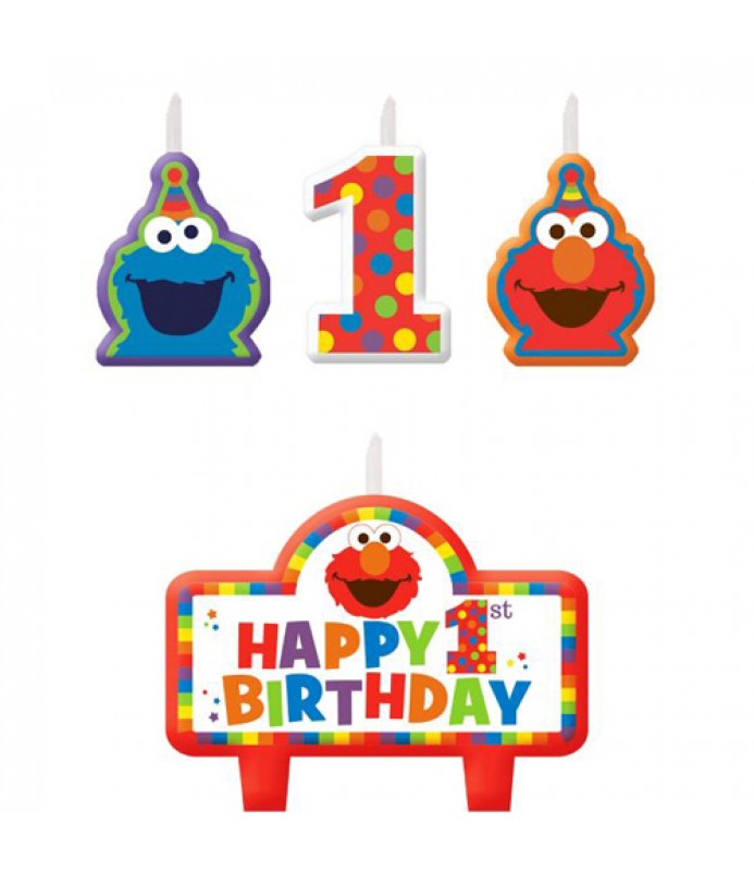 4pc ~ Birthday Party Supplies Cake FISHER PRICE 1st BIRTHDAY MINI CANDLE SET 