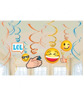 Emoji 'LOL' Hanging Swirl Decorations (12pc)