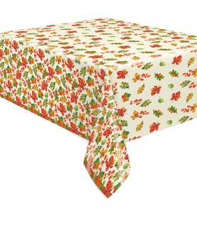 Fall Autumn 'Berries and Leaves' Plastic Tablecover (1ct)