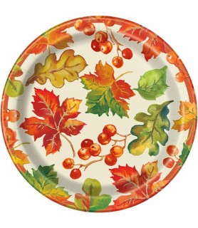 Fall Autumn 'Berries and Leaves' Small Paper Plates (8ct)