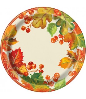 Fall Autumn 'Berries and Leaves' Large Paper Plates (8ct)